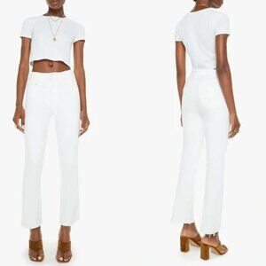 MOTHER The Hustler Ankle Fray Jeans White USA Stretch Size 27